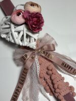 Λαμπάδα ξύλινη καρδιά με λουλούδια