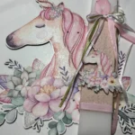 Λαμπάδα με ξύλινο καδράκι Μονόκερος