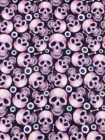 Χειροποίητο Halloween scrunchies μωβ με νεκροκεφαλές - Image 2
