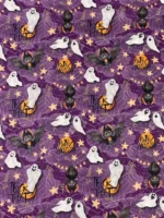 Halloween scrunchie μωβ με φαντασματάκια - Image 2