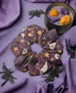 Halloween scrunchie μωβ με φαντασματάκια